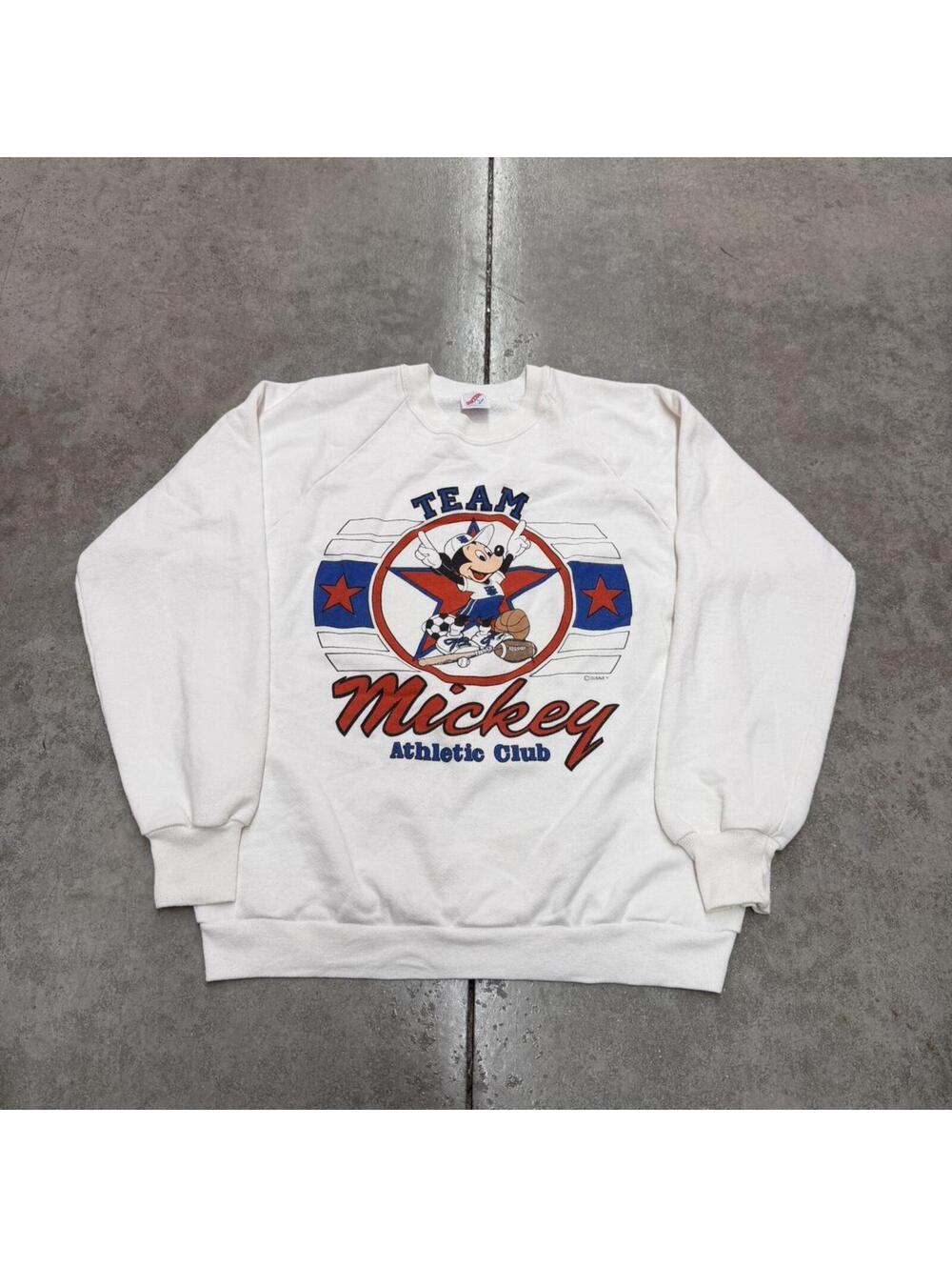 vintage team mickey mouse athletics club white disney made in usa crewneck